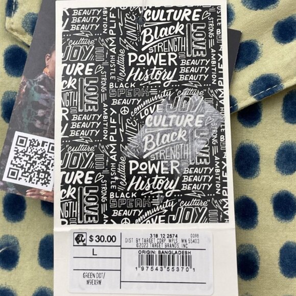 Target x House of Aama Short Sleeve Button Down Shirt Green Polka Dots Sz Large - Picture 5 of 11